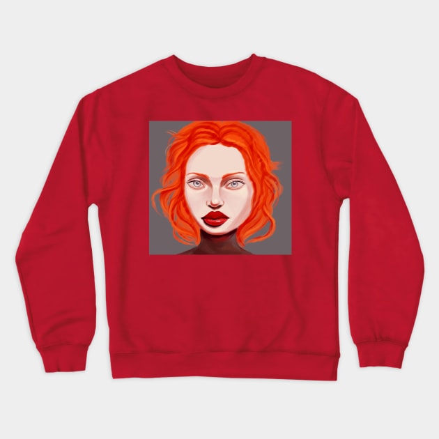 Redhead girl portrait Crewneck Sweatshirt by Demonic cute cat